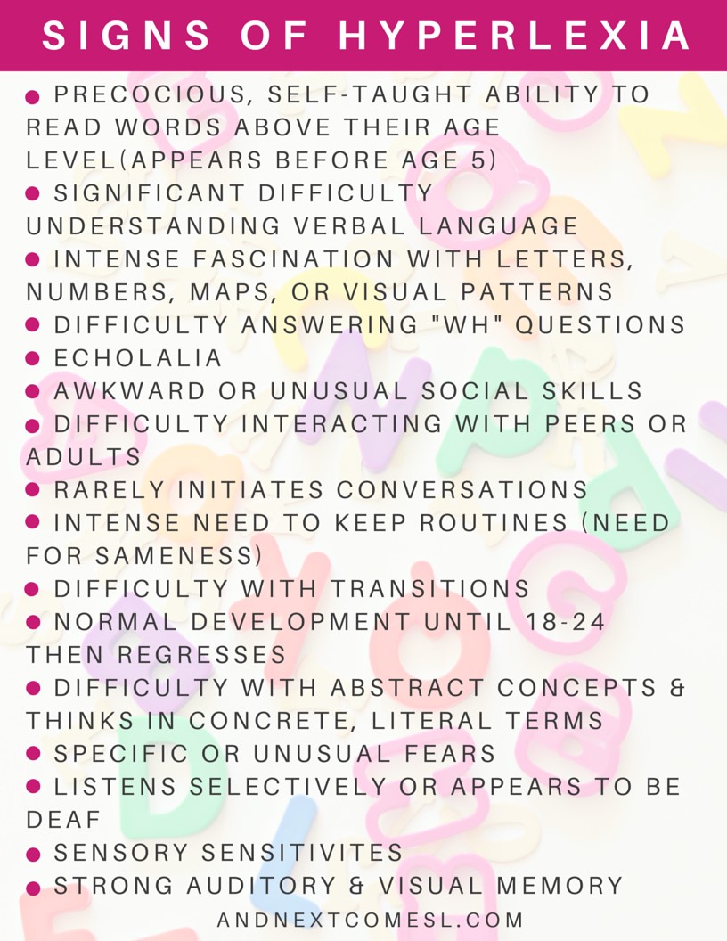 Characteristics of Hyperlexia